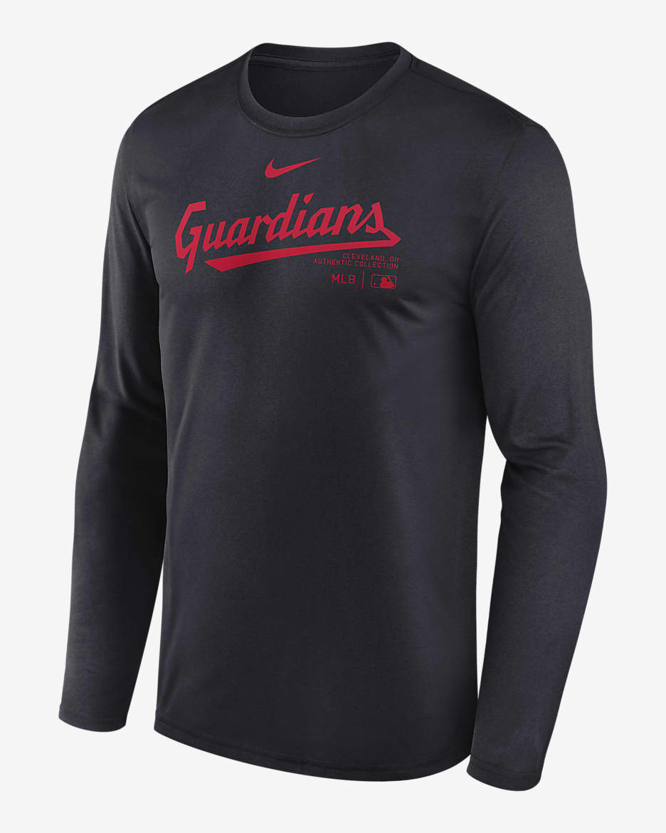 Cleveland Guardians Authentic Collection Practice Men s Nike Dri FIT MLB Long Sleeve T Shirt. Nike